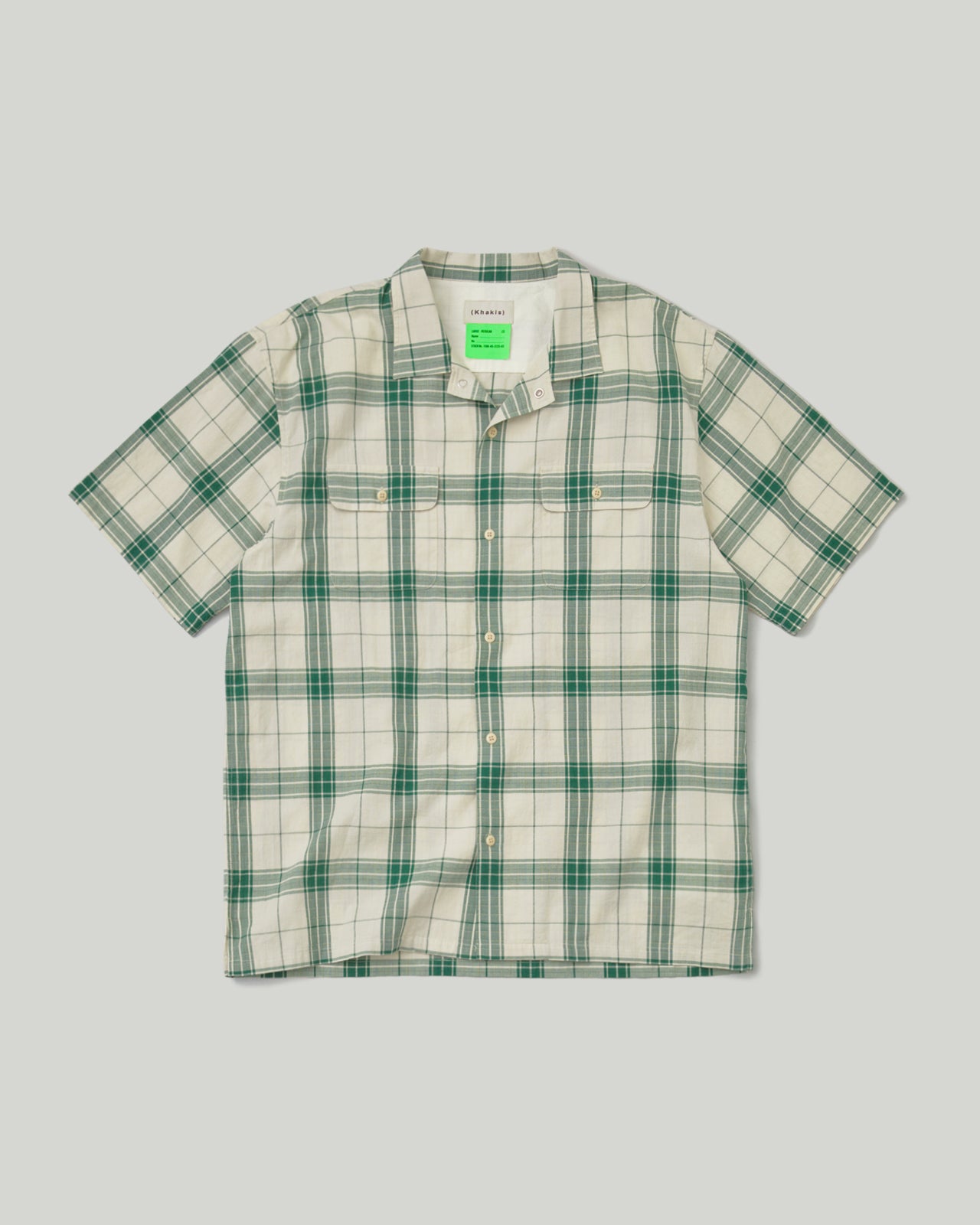 Plaid Open Collar S/S Shirt Green